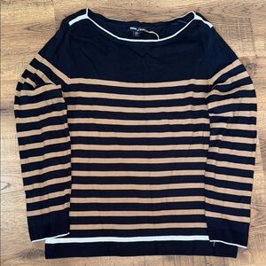 NAUTICA Navy and Beige Striped Sweater